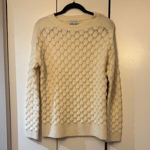 Gibson Latimer Puffy Honeycomb White Sweater size S